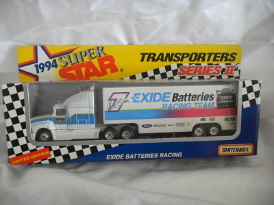 1994 Geoff Bodine NASCAR Diecast 7 Exide Batteries Hauler Transporter 1:87 Matchbox Super Star 1