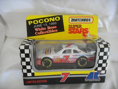 1993 Jimmy Hensley NASCAR Diecast 7 Matchbox White Rose Dover CWC 1:64 Matchbox Super Stars 1