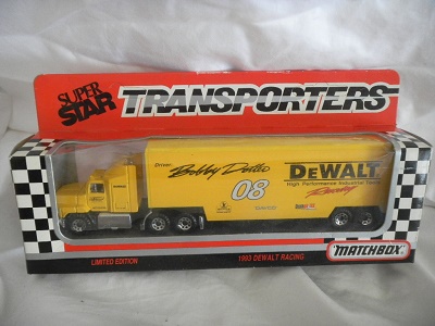 1993 Bobby Dotter NASCAR Diecast 08 DeWalt Hauler Transporter 1:87 Matchbox Super Star 1