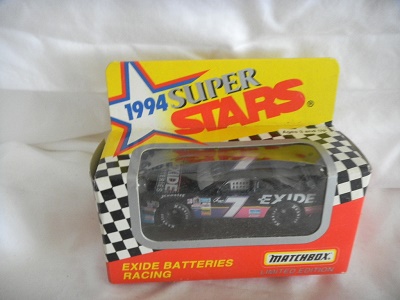 1994 Geoff Bodine NASCAR Diecast 7 Exide Batteries CWC 1:64 Matchbox Super Stars 1