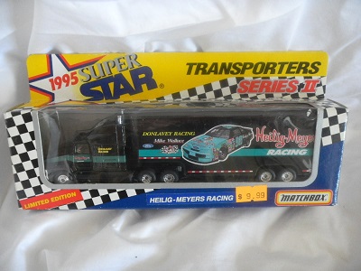 1995 Mike Wallace NASCAR Diecast 90 Heilig Meyers Hauler transporter 1:87 Matchbox Super Star 1