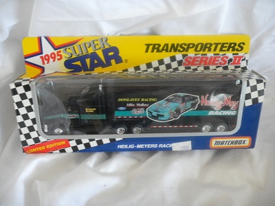 1995 Mike Wallace NASCAR Diecast 90 Heilig Meyers Hauler transporter 1:87 Matchbox Super Star 1