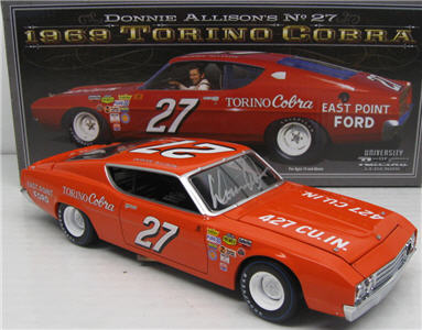 1969 Donnie Allison NASCAR Diecast 27 East Point Ford Torino CWC 1:24 University of Racing Autographed 2