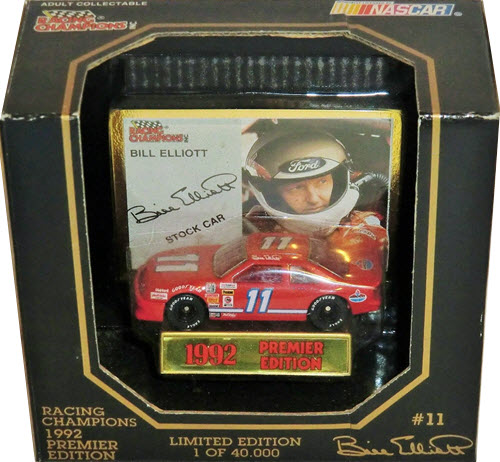 1992 Bill Elliott NASCAR Diecast 11 Amoco CWC 1:64 Racing Champions Premier 1