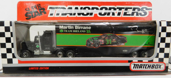 1992 Bobby Hillin NASCAR Diecast 31 Team Ireland Hauler Transporter 1:64 Matchbox Super Star 1
