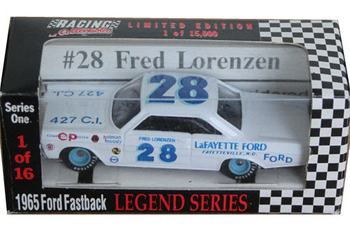 1992 Fred Lorenzen NASCAR Diecast 28 Lafayette Ford CWC 1:64 Action RCCA Legend Series 1965 Fastback 1