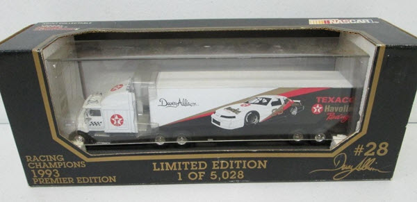 1993 Davey Allison NASCAR Diecast 28 Havoline White Hauler Transporter 1:64 Racing Champions Premier 1