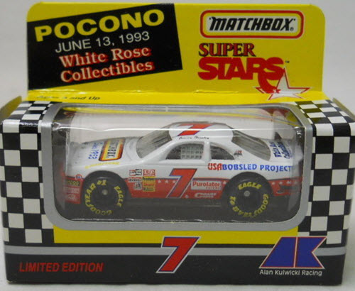 1993 Jimmy Hensley NASCAR Diecast 7 USA Bobsled Project CWC 1:64 Matchbox Super Stars Pocono 1
