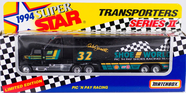 1994 Dale Jarrett NASCAR Diecast 32 Shoe World Hauler Transporter 1:87 Matchbox Super Star 1
