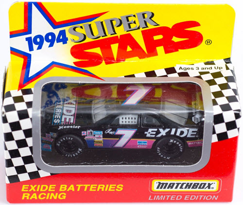 1994 Geoff Bodine NASCAR Diecast 7 Exide Batteries CWC 1:64 Matchbox Super Stars 1