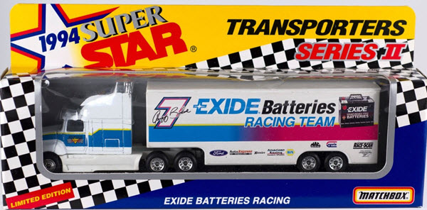 1994 Geoff Bodine NASCAR Diecast 7 Exide Batteries Hauler Transporter 1:87 Matchbox Super Star 1