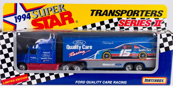 1994 Lake Speed NASCAR Diecast 15 Quality Care Hauler Transporter 1:87 Matchbox Super Star 1
