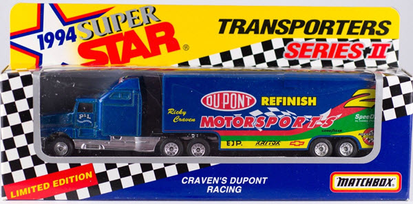 1994 Ricky Craven NASCAR Diecast 2 DuPont Hauler Transporter 1:87 Matchbox Super Star 1