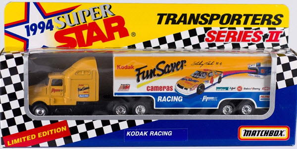 1994 Sterling Marlin NASCAR Diecast 4 Kodak Fun Saver Hauler Transporter 1:64 Matchbox Super Star 1