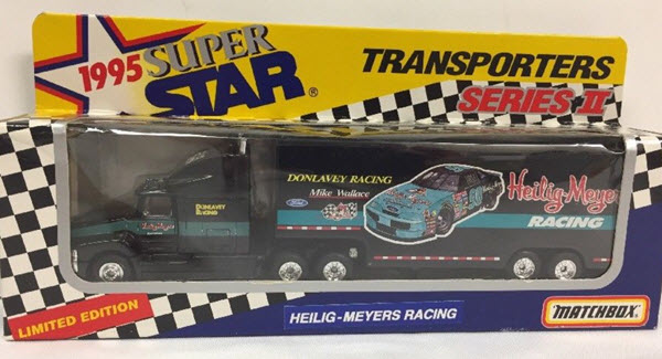 1995 Mike Wallace NASCAR Diecast 90 Heilig Meyers Hauler transporter 1:87 Matchbox Super Star 1