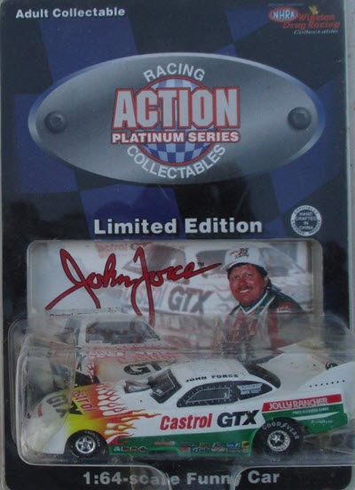 1996 John Force NHRA Diecast Castrol GTX Flames 1994 Oldsmobile Funny Car 1:64 Action ARC 1