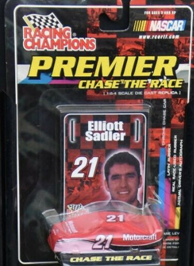 2001 Elliott Sadler NASCAR Diecast 21 Motorcraft 1:64 CWC Racing Champions Premier Rain Delay 1