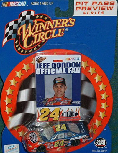 2001 Jeff Gordon NASCAR Diecast 24 DuPont CWC 1:64 Winners Circle Official Fan Pit Pass Preview 1