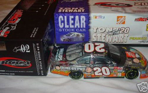 2002 Tony Stewart NASCAR Diecast 20 Peanuts Black Search For The Great Pumpkin Clear Car Half Split 1:24 Action RCCA Club 1