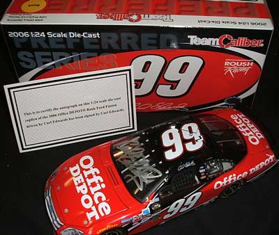 2006 Carl Edwards NASCAR Diecast 99 Office Depot CWB Bank 1:24 Team Caliber Preferred Autographed 1