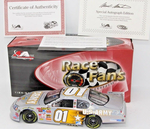 2007 Mark Martin NASCAR Diecast 01 Army American Heroes CWC 1:24 Action QVC RFO Autographed Mesma Chrome 1