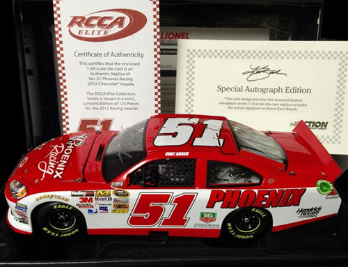 2012 Kurt Busch NASCAR Diecast 51 Phoenix Racing CWC 1:24 Lionel Action RVVA Elite Autographed 2