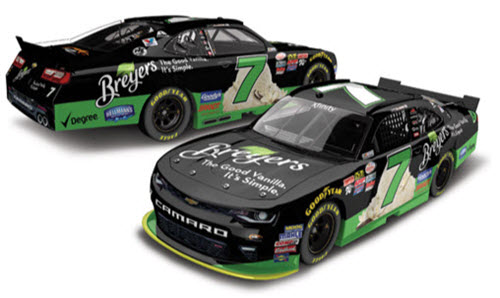 2017 Justin Allgaier NASCAR Diecast 7 Breyers 1:24 CWC Lionel Action ARC Autographed Color Chrome 99