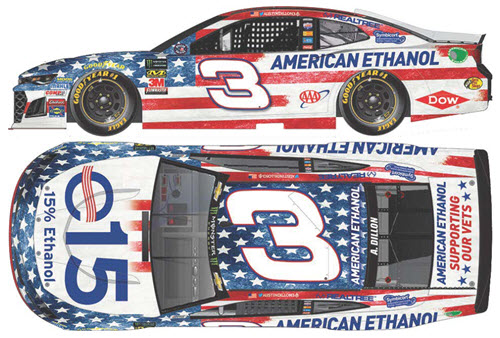 2018 Austin Dillon NASCAR Diecast 3 E15 American Ethanol Patriotic Salute CWC 1:24 Lionel Action RCCA Elite Liquid Color 99