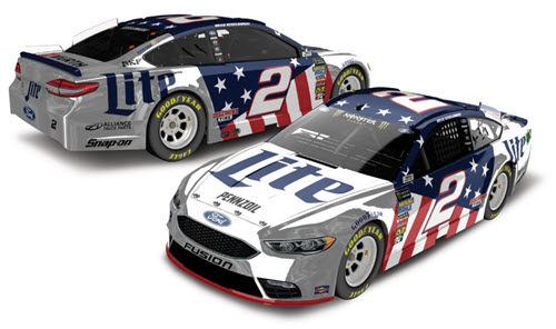 2018 Brad Keselowski NASCAR Diecast 2 Miller Lite Patriotic Salute 1:24 Lionel Action RCCA Elite Color Chrome 98