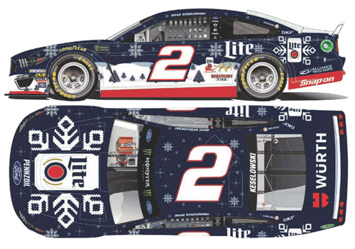 2019 Brad Keselowski NASCAR Diecast 2 Miller Lite Holiday Sweater 1:24 Lionel Action ARC Color Chrome 99
