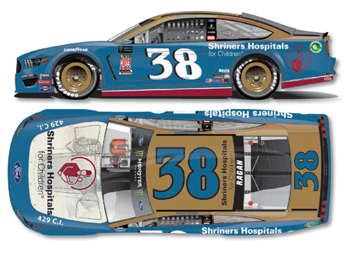 2019 David Ragan NASCAR Diecast 38 Shriners Hospitals Darlington Throwback 1:24 CWC Lionel Action ARC Color Chrome 99