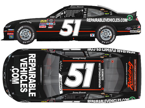 2019 Jeremy Clements NASCAR Diecast 51 Repaiable Vehicles Darlington Retro Throwback CWC 1:64 Lionel Action ARC 99