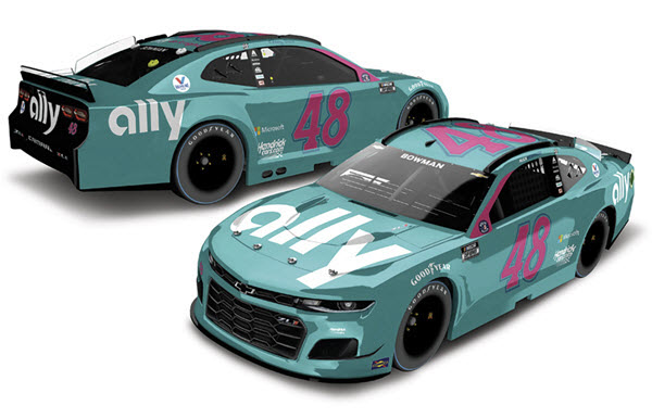 2021 Alex Bowman NASCAR Diecast 48 Ally Darlington Throwback CWC 1:24 Lionel Action RCCA ELite Color Chrome 97