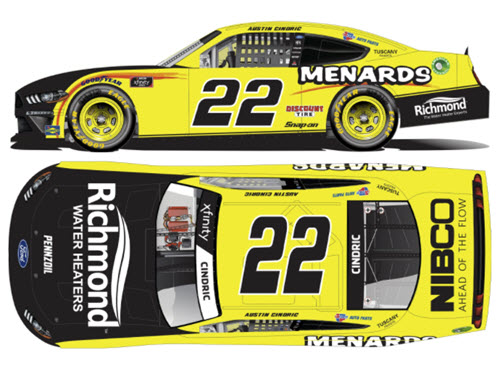 2021 Austin Cindric NASCAR Diecast 22 Menards Richmond CWC 1:64 Lionel Action ARC 99