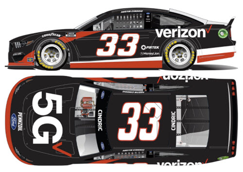 2021 Austin Cindric NASCAR Diecast 33 Verizon 5G First Cup Start CWC 1:24 Lionel Action RCCA Elite Galaxy 99