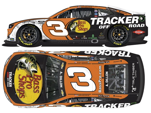 2022 Austin Dillon NASCAR Diecast 3 Bass Pro Tracker Off Road CWC 1:24 Lionel Action ARC Color Chrome 99