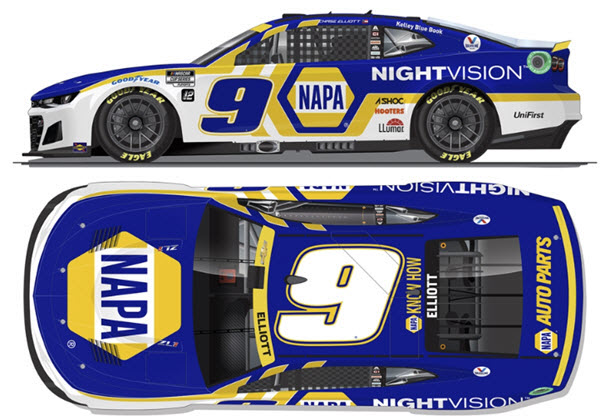 2022 Chase Elliott NASCAR Diecast 9 NAPA Night Vision CWC 1:24 Lionel Action ARC Color Chrome 99