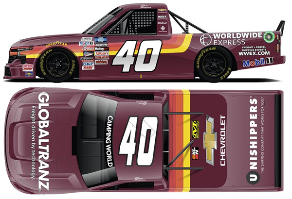 2022 Dean Thompson NASCAR Diecast 40 Worldwide Express GlobalTranz Darlington Throwback Truck 1:24 Lionel Action ARC Autographed 99