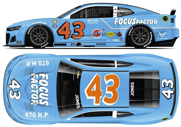 2022 Erik Jones NASCAR Diecast 43 Focus Factor Darlington Throwback CWC 1:24 Lionel Action RCCA Elite 99