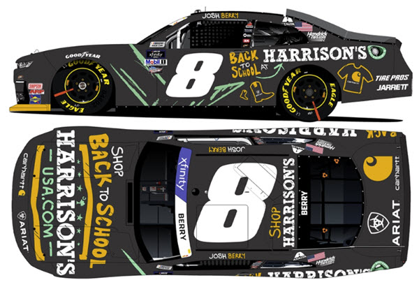 2022 Josh Berry NASCAR Diecast 8 Harrisons Back To School 1:24 CWC Lionel Action ARC Autographed 99
