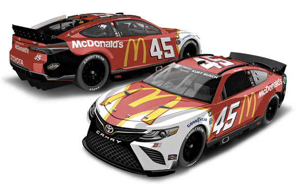 2022 Kurt Busch NASCAR Diecast 45 McDonalds Darlington Throwback CWC 1:24 Lionel Action RCCA ELite Color Chrome 99