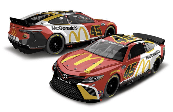 2022 Kurt Busch NASCAR Diecast 45 McDonalds Mc Donalds CWC 1:24 Lionel Action ARC Color Chrome 99