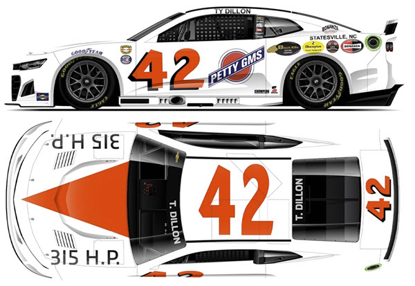 2022 Ty Dillon NASCAR Diecast 42 Petty GMS Darlington Throwback  CWC 1:24 Lionel Action ARC 99