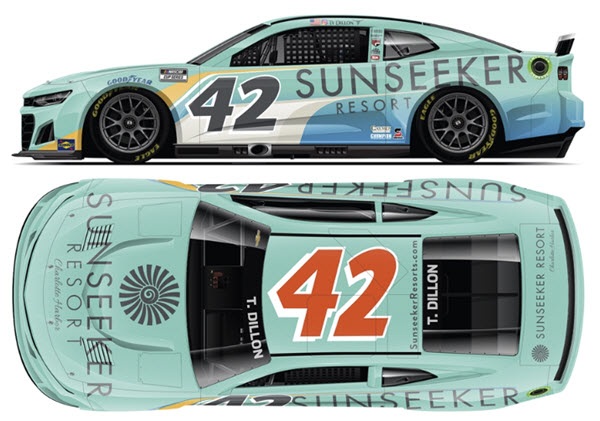 2022 Ty Dillon NASCAR Diecast 42 Sunseeker Resort CWC 1:24 Lionel Action ARC Color Chrome 99