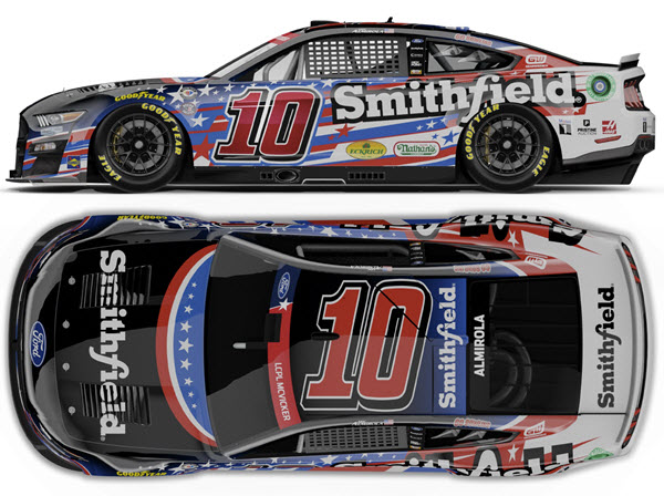2023 Aric Almorola NASCAR Diecast 10 Smithfield Patriotic Salute CWC 1:24 Lionel Action ARC Color Chrome 99