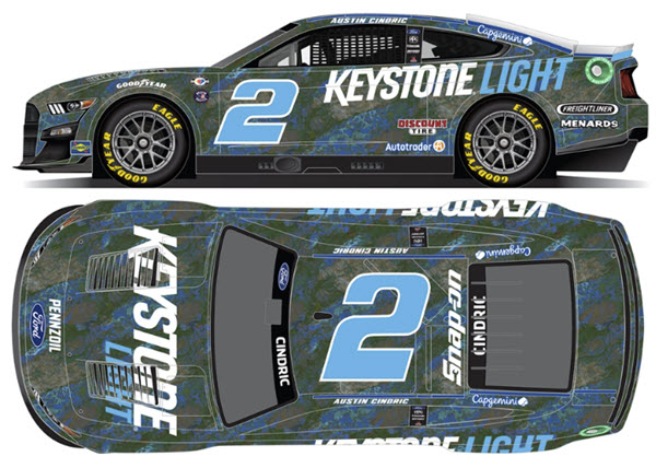 2023 Austin Cindric NASCAR Diecast 2 Keystone Light Camo CWC 1:24 Lionel Action RCCA Elite 99