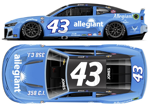 2023 Erik Jones NASCAR Diecast 43 Allegiant Darlington Throwback CWC 1:64 Lionel Action ARC Diecast Chassis 99
