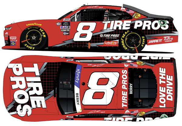 2023 Josh Berry NASCAR Diecast 8 Tire Pros Darlington Throwback 1:24 CWC Lionel Action ARC Color Chrome 99