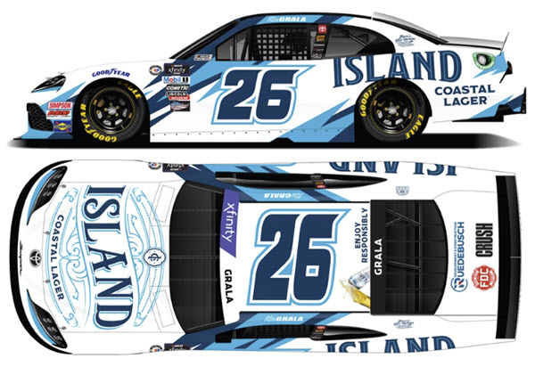 2023 Kaz Grala NASCAR Diecast 26 Island Coastal Lager CWC 1:64 Lionel Action ARC Diecast Chassis 99