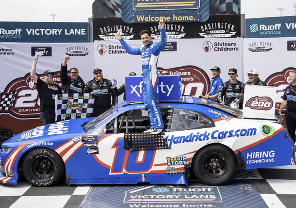 2023 Kyle Larson NASCAR Diecast 10 HendrickCars Hendrick Cars Darlington Win Raced Version 1:64 CWC Lionel Action ARC 99